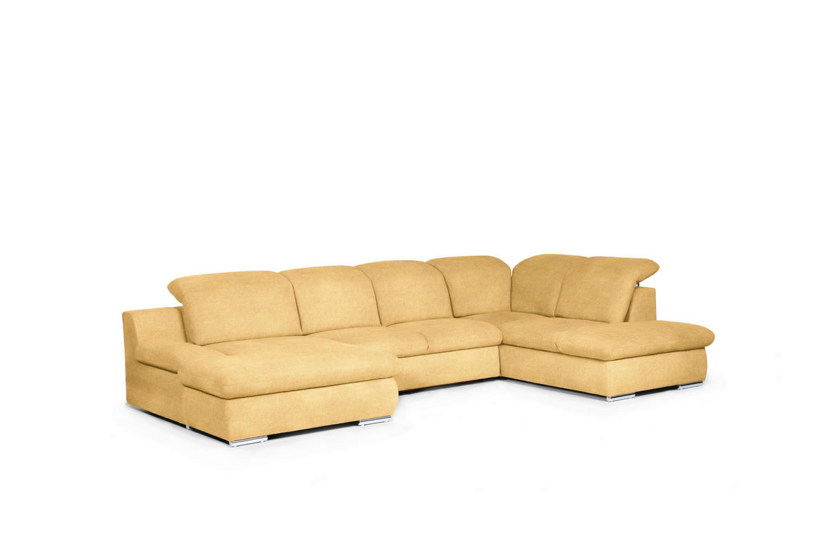 WOHNLANDSCHAFT in Chenille Gelb  - Chromfarben/Gelb, Design, Textil/Metall (165/353/212cm) - Livetastic