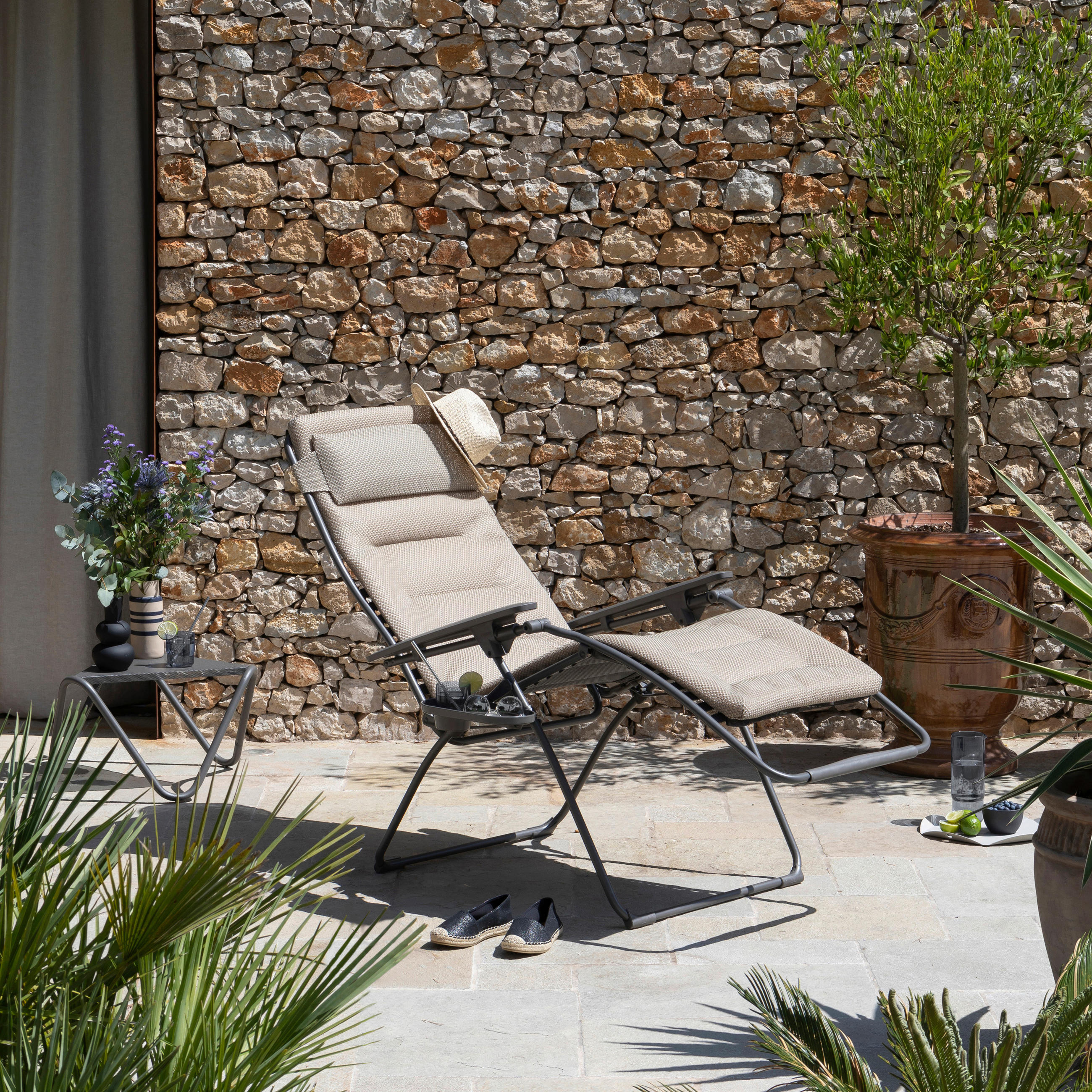 GARTEN-RELAXSESSEL Stahl  - Titanfarben/Mokka, Basics, Kunststoff/Textil (76/123/97cm) - Lafuma Mobilier