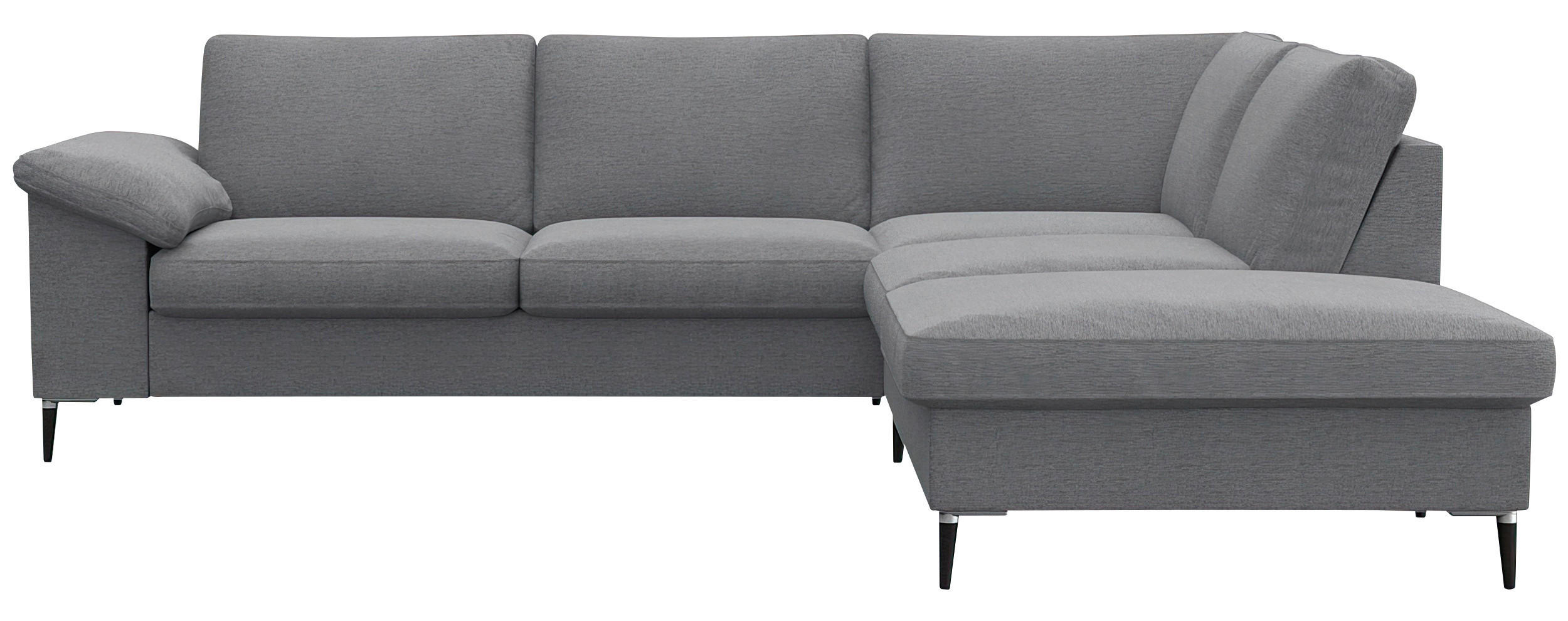 ECKSOFA Grau Chenille, Webstoff, Flachgewebe  - Alufarben/Schwarz, Design, Textil/Metall (247/225cm) - Livetastic