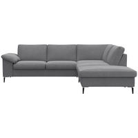 ECKSOFA Grau Chenille, Webstoff, Flachgewebe  - Alufarben/Schwarz, Design, Textil/Metall (247/225cm) - Livetastic