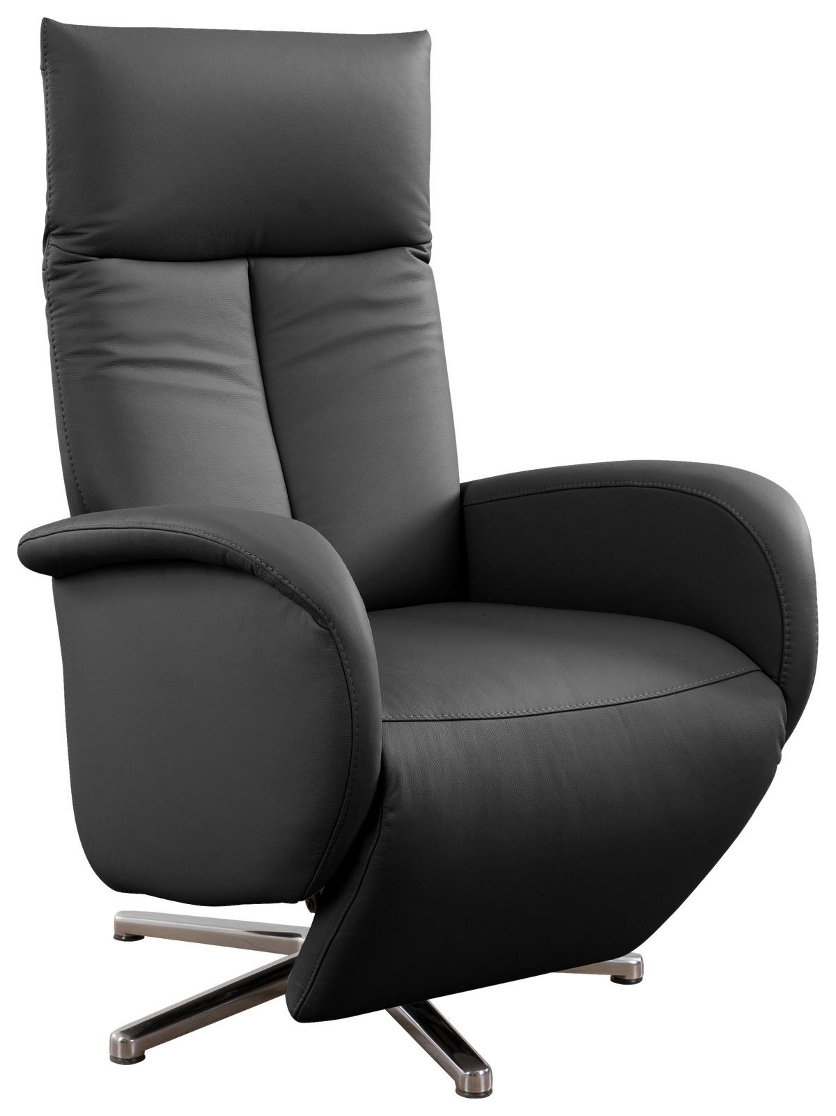 RELAXSESSEL  in Schwarz  - Chromfarben/Schwarz, KONVENTIONELL, Leder/Metall (75/112/82cm) - Sit & More