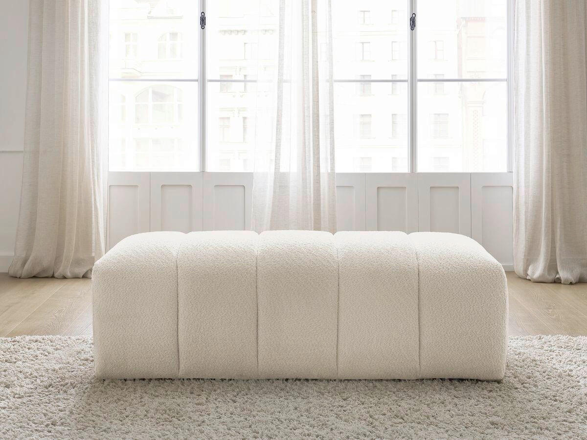 HOCKER ANNECY Bouclé Beige  - Beige/Schwarz, MODERN, Kunststoff/Textil (140/45/70cm)
