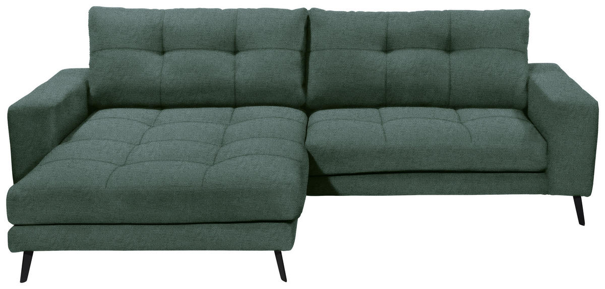 ECKSOFA ROCKPORT Dunkelgrün Webstoff  - Dunkelgrün/Schwarz, Basics, Textil/Metall (171/247cm) - Livetastic