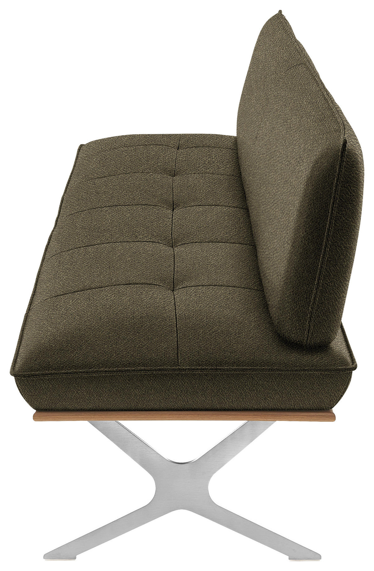 SITZBANK in Holz, Textil Nussbaumfarben, Nickelfarben, Olivgrün  - Edelstahlfarben/Nussbaumfarben, Design, Holz/Textil (214/88/66cm) - Koinor