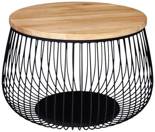 COUCHTISCH in Holz, Metall, Holzwerkstoff 70/70/45 cm  - Schwarz/Naturfarben, Design, Leder/Holz (70/70/45cm) - Novel