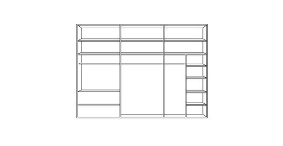 SCHWEBETÜRENSCHRANK  in Weiß, Hellgrau  - Chromfarben/Hellgrau, KONVENTIONELL, Glas/Holzwerkstoff (298/222/68cm) - Moderano