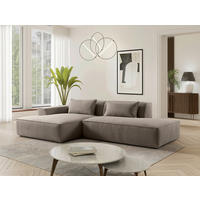 ECKSOFA BILLUND in Cord Cappuccino  294/165 cm  - Schwarz/Cappuccino, KONVENTIONELL, Holzwerkstoff/Kunststoff (294/165cm) - Livetastic