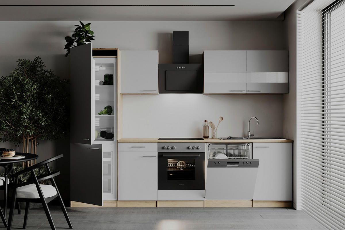 MODULKÖK 280 cm   i vit  - stålfärgad/vit, Basics, metall/trämaterial (280cm) - Respekta