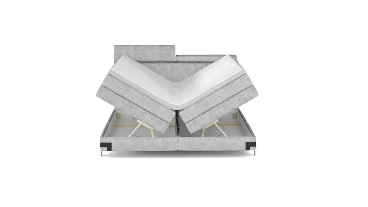 Pat Boxspring, 180/200 cm, gri deschis - gri deschis/negru, Basics, lemn/textil (180/200cm) - Esposa