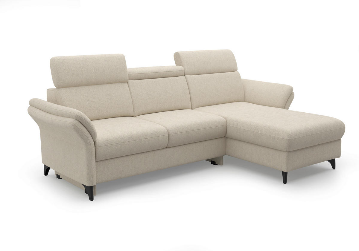 ECKSOFA GLENDALE E Sandfarben Chenille  - Sandfarben/Schwarz, KONVENTIONELL, Textil/Metall (253/166cm) - Sit & More