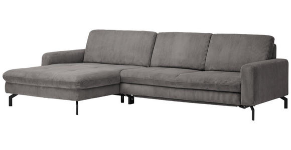 ECKSOFA Anthrazit Cord  - Anthrazit/Schwarz, Design, Textil/Metall (178/302cm) - Carryhome