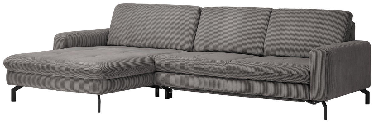 ECKSOFA in Cord Anthrazit  - Anthrazit/Schwarz, Design, Textil/Metall (178/302cm) - Beldomo Style
