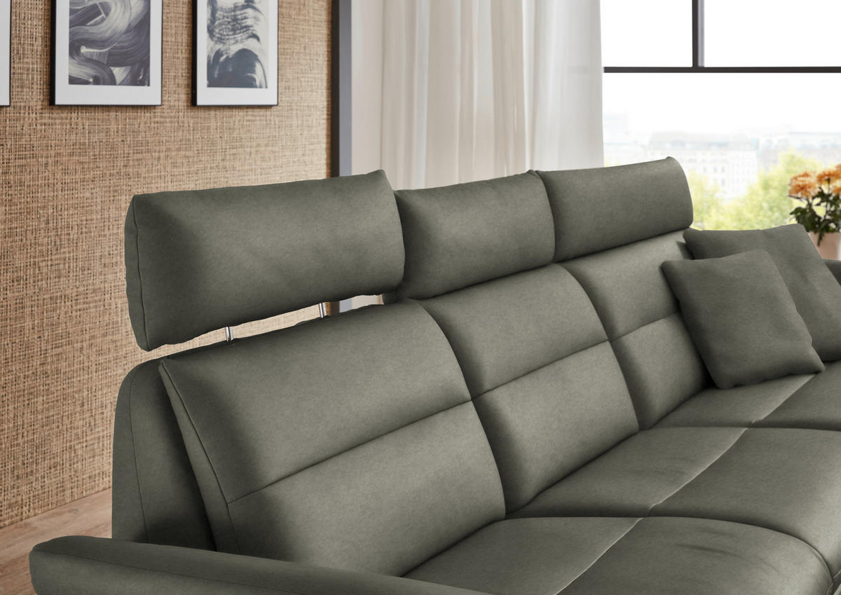 ECKSOFA in Echtleder Grau  - Schwarz/Grau, Design, Leder/Metall (300/157cm) - Dieter Knoll