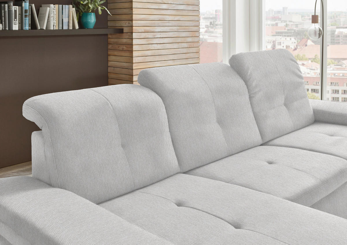 ECKSOFA in Flachgewebe Creme  174/297 cm  - Creme/Schwarz, Design, Textil/Metall (174/297cm) - Beldomo Style