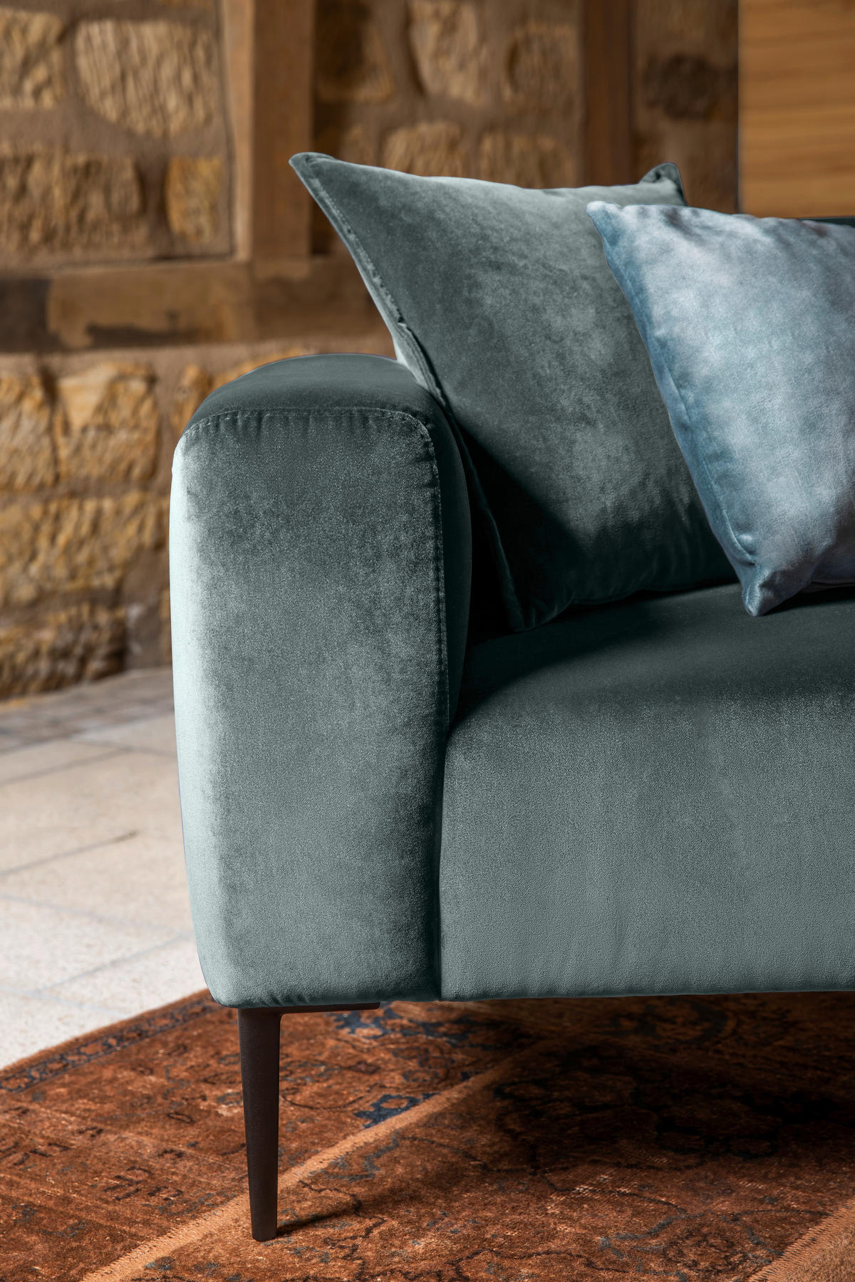 TROJMIESTNA POHOVKA, textil, antracitová - čierna/antracitová, Modern, kov/textil (250/76/86cm) - W.Schillig