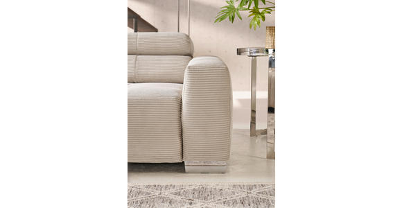 ECKSOFA in Cord Hellgrau  - Chromfarben/Hellgrau, KONVENTIONELL, Textil/Metall (219/311cm) - Hom`in