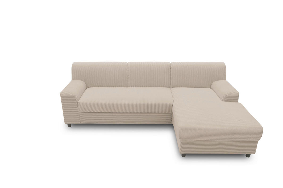 ECKSCHLAFSOFA  CAPRI 2 Taupe Cord  - Taupe/Schwarz, Basics, Kunststoff/Textil (241/146cm) - MID.YOU