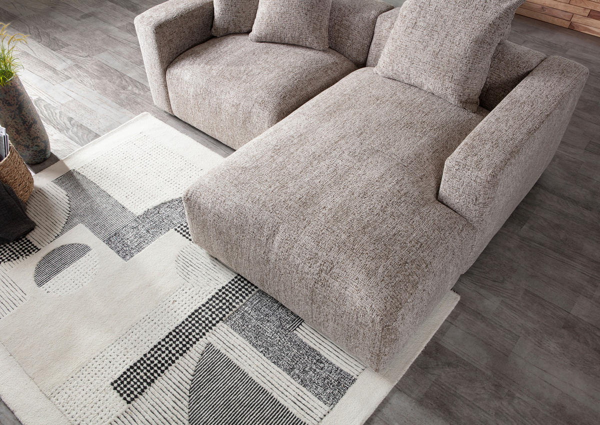 ECKSOFA Braun Chenille  - Creme/Schwarz, MODERN, Kunststoff/Textil (231/178cm) - Carryhome