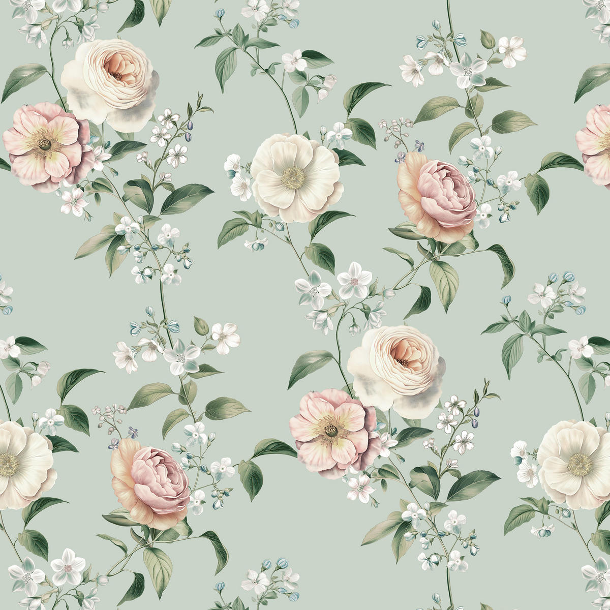 BETTWÄSCHE 3-teilig Atelier Makosatin 140/200 cm  - Mintgrün, Basics, Textil (140/200cm) - Estella