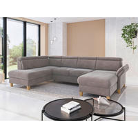 WOHNLANDSCHAFT GLENDALE E Taupe Flachgewebe  - Taupe/Eichefarben, KONVENTIONELL, Holz/Textil (193/321/166cm) - Sit & More