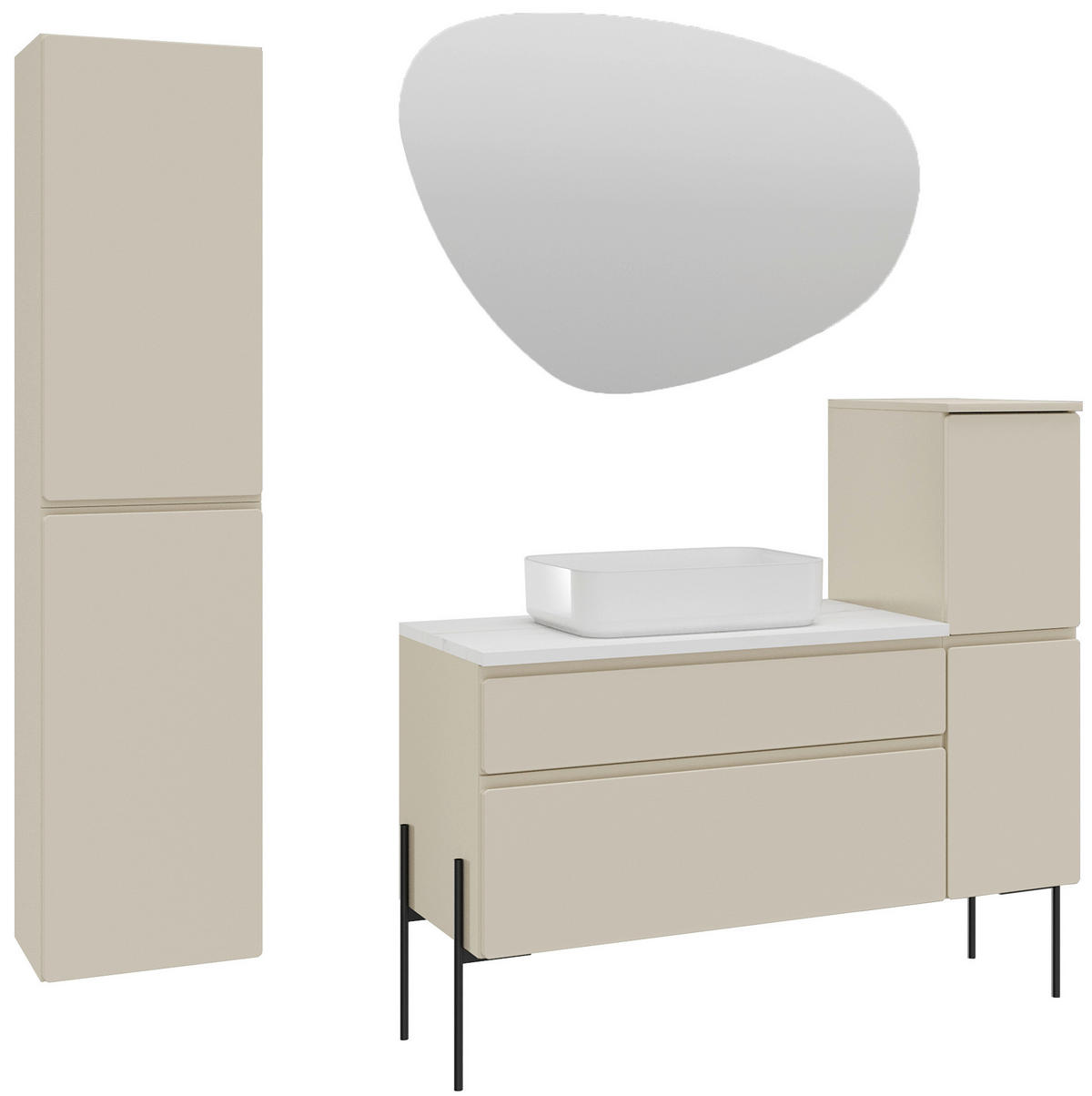 HOCHSCHRANK 35/150/33 cm  - Greige, MODERN, Glas/Holz (35/150/33cm) - Welnova
