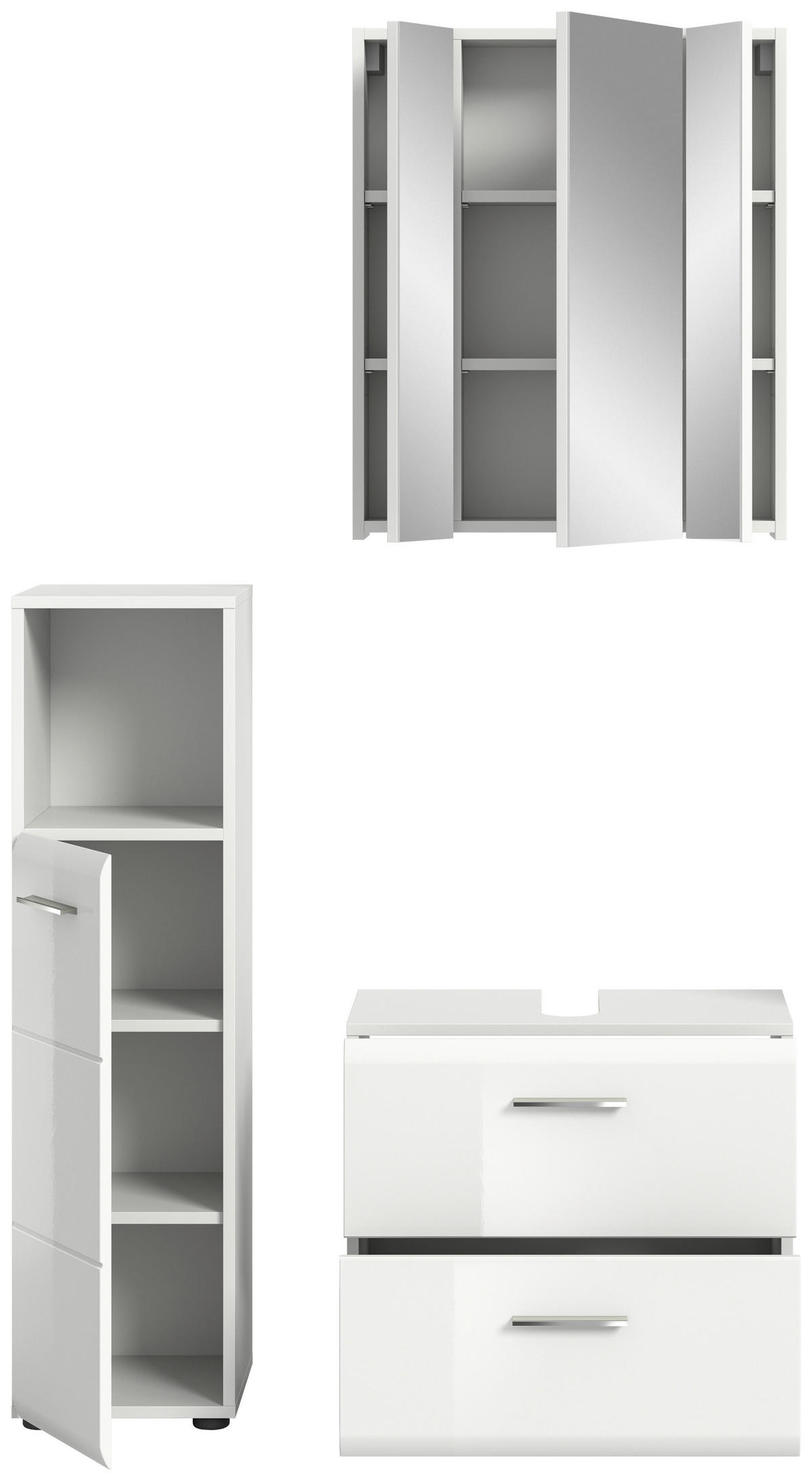 KOUPELNA vysoce lesklá bílá  - barvy stříbra/černá, Moderní, kompozitní dřevo/plast (90cm) - MID.YOU
