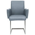 ARMLEHNSTUHL  in Stahl Mikrofaser  - Blau/Edelstahlfarben, Design, Holzwerkstoff/Textil (63/91/60cm) - Dieter Knoll