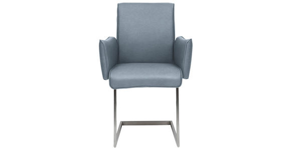 ARMLEHNSTUHL  in Stahl Mikrofaser  - Blau/Edelstahlfarben, Design, Holzwerkstoff/Textil (63/91/60cm) - Dieter Knoll