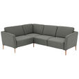 ECKSOFA  in Flachgewebe Graugrün  189/236 cm  - Eichefarben/Graugrün, Design, Holz/Textil (189/236cm) - Valnatura