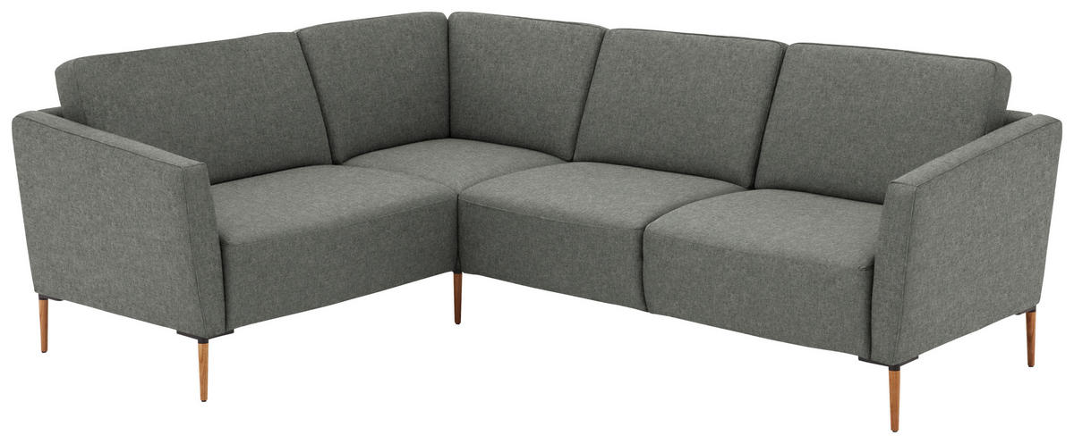 ECKSOFA  in Flachgewebe Graugrün  189/236 cm  - Eichefarben/Graugrün, Design, Holz/Textil (189/236cm) - Valnatura
