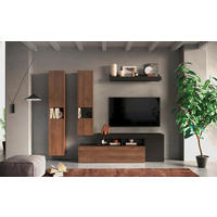 WOHNWAND 4-teilig  in Anthrazit, Dunkelbraun  245/195/35 cm  - Anthrazit/Dunkelbraun, MODERN, Holzwerkstoff/Metall (245/195/35cm) - Carryhome