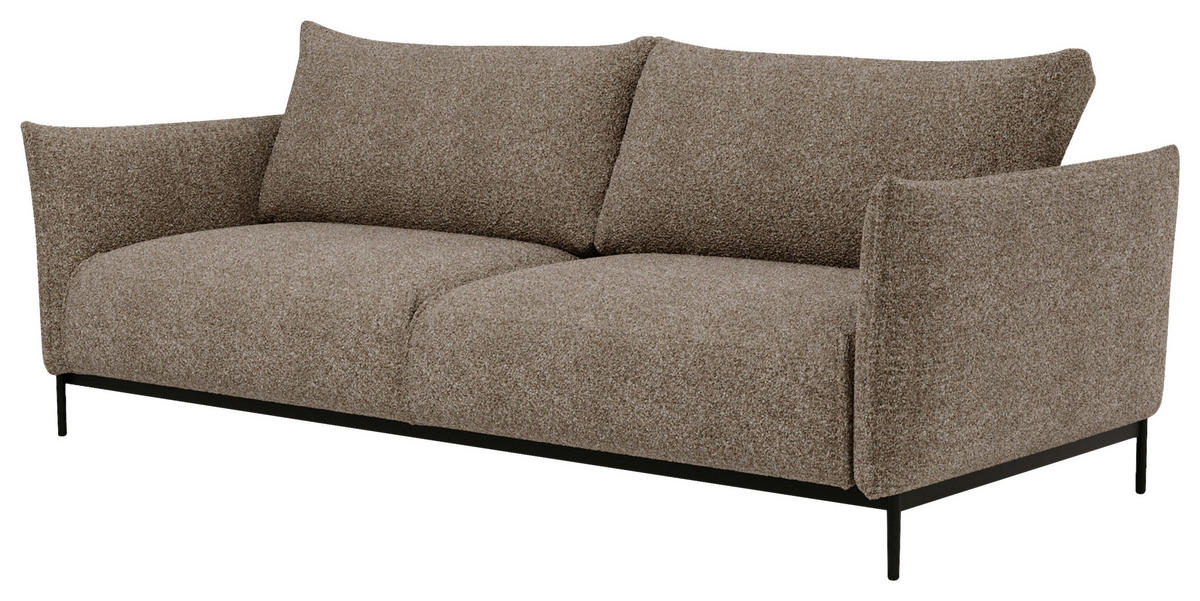SOFA Chenille Hellbraun  - Hellbraun/Schwarz, Design, Textil/Metall (223/96/95cm) - Livetastic