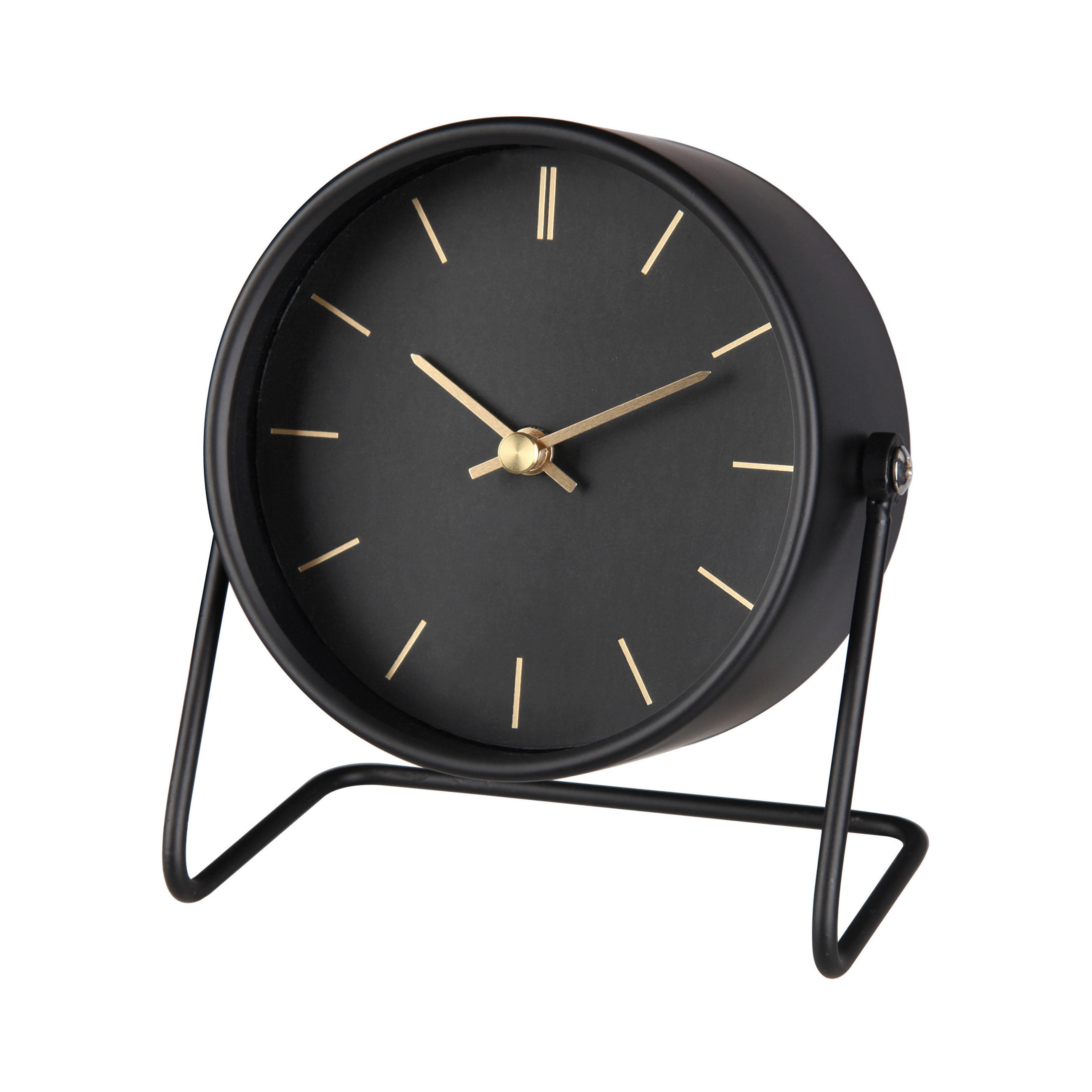 BORDSKLOCKA svart, guldfärgad  - svart/guldfärgad, Basics, metall/papper (11,9/7,8/13,9cm) - Ambia Home