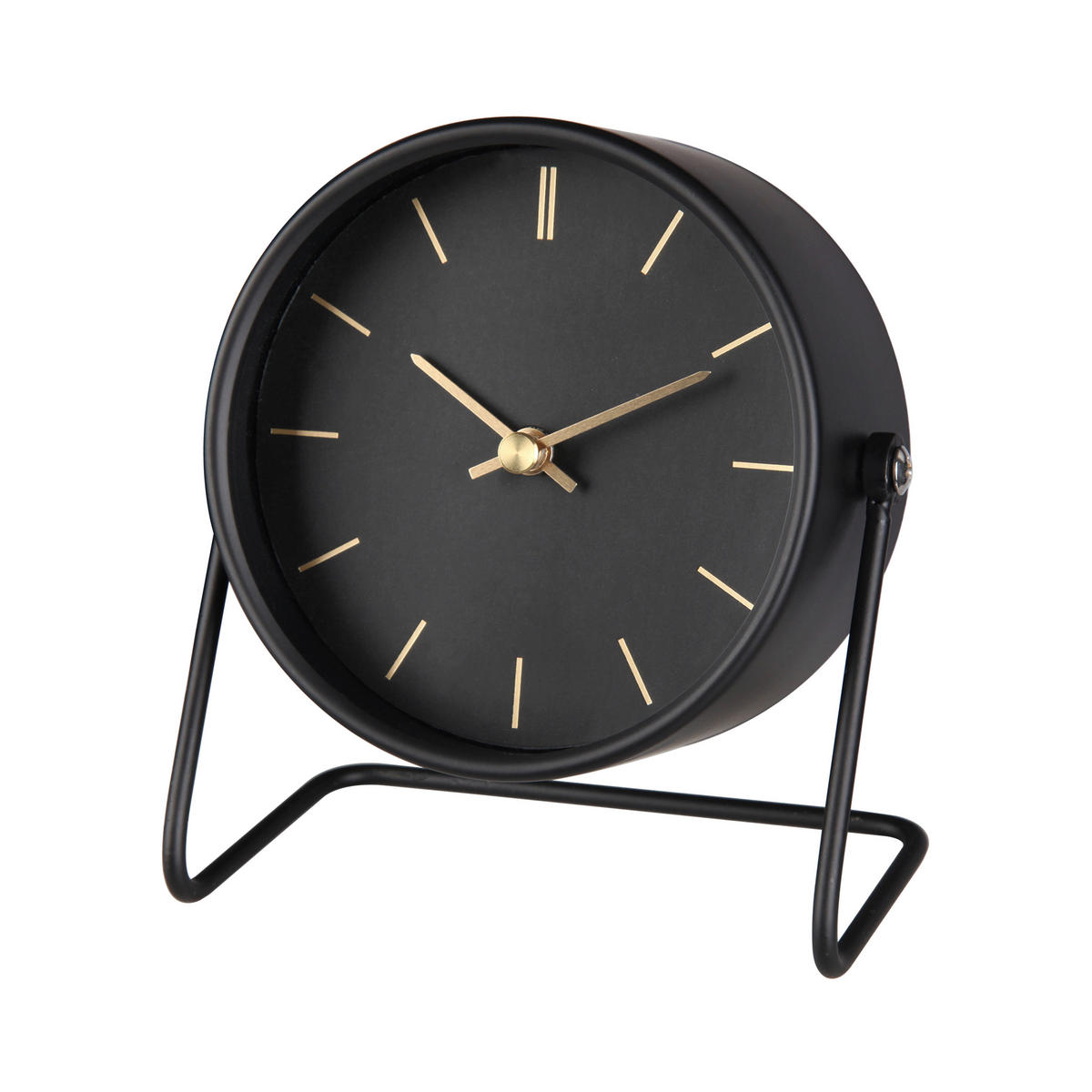 BORDSKLOCKA svart, guldfärgad  - svart/guldfärgad, Basics, metall/papper (11,9/7,8/13,9cm) - Ambia Home