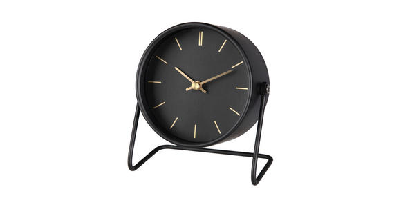 TISCHUHR Schwarz, Goldfarben  - Goldfarben/Schwarz, Basics, Glas/Papier (11,9/7,8/13,9cm) - Ambia Home