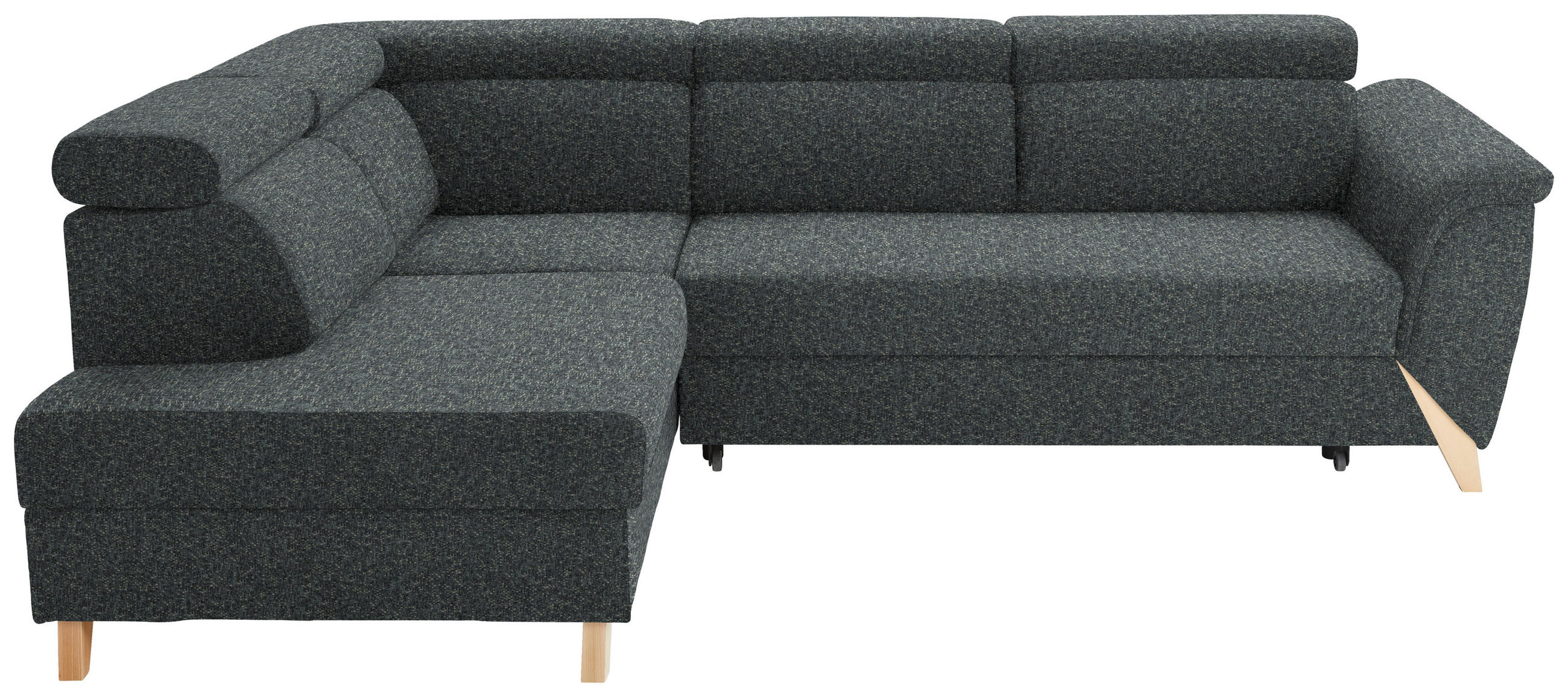 ECKSOFA in Struktur Graugrün  200/265 cm  - Naturfarben/Graugrün, KONVENTIONELL, Holz/Textil (200/265cm) - Stylife