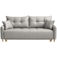 SCHLAFSOFA Chenille Hellgrau Querschläfer  inkl. Zierkissen, Bettkasten, Schlaffunktion, Rücken echt, Liegefläche im Originalstoff  - Buchefarben/Hellgrau, Design, Holz/Textil (217/97/101cm) - Cantus