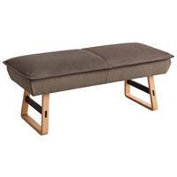 HOCKERBANK 132/53/58 cm Flachgewebe Echtleder Braun, Wildeiche Holz, Metall  - Wildeiche/Beige, Design, Leder/Holz (132/53/58cm) - Koinor
