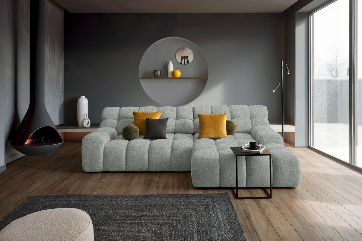 Ecksofa inkl. Funktion Salbeigrün Webstoff  - Salbeigrün/Schwarz, MODERN, Kunststoff/Textil (297/180cm) - Welnova