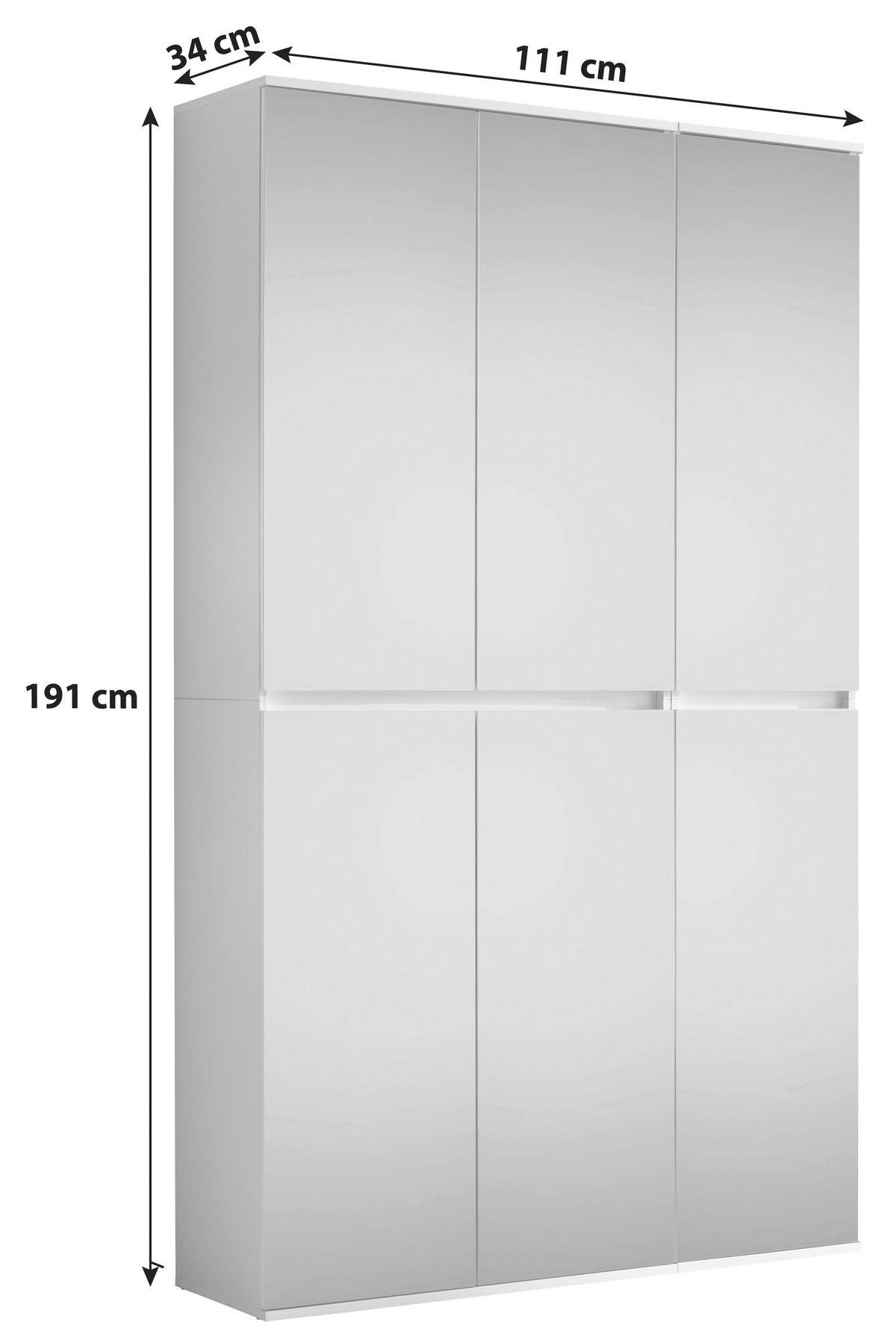 GARDEROBENSCHRANK  in 111/191/34 cm  - Weiß, Basics, Glas/Holzwerkstoff (111/191/34cm) - MID.YOU