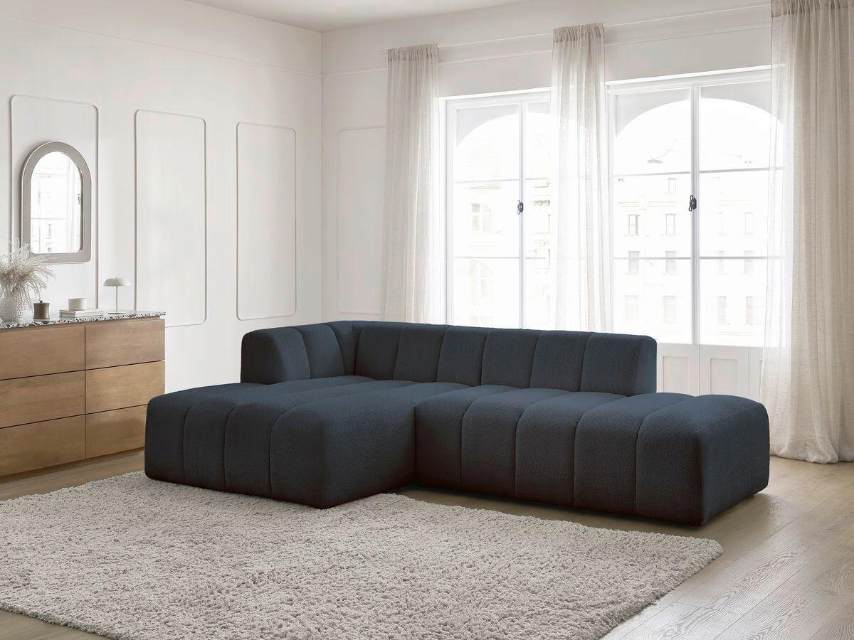 ECKSOFA  ANNECY Dunkelblau Bouclé  - Schwarz/Dunkelblau, MODERN, Kunststoff/Textil (170/262cm)