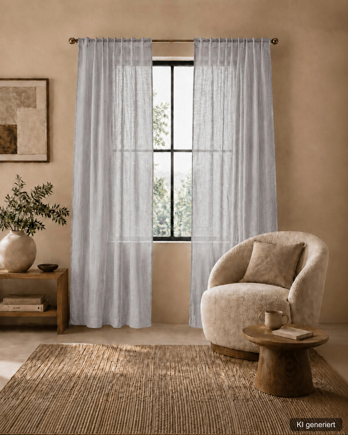 FERTIGVORHANG halbtransparent  - Grau, Basics, Textil (140/225cm)