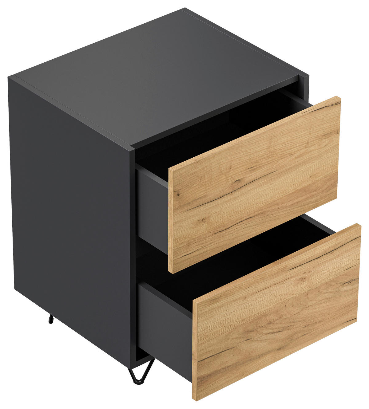 NACHTTISCH 51,2/65/42 cm  in Graphitfarben, Eichefarben  - Eichefarben/Graphitfarben, Basics, Holzwerkstoff/Metall (51,2/65/42cm) - MID.YOU