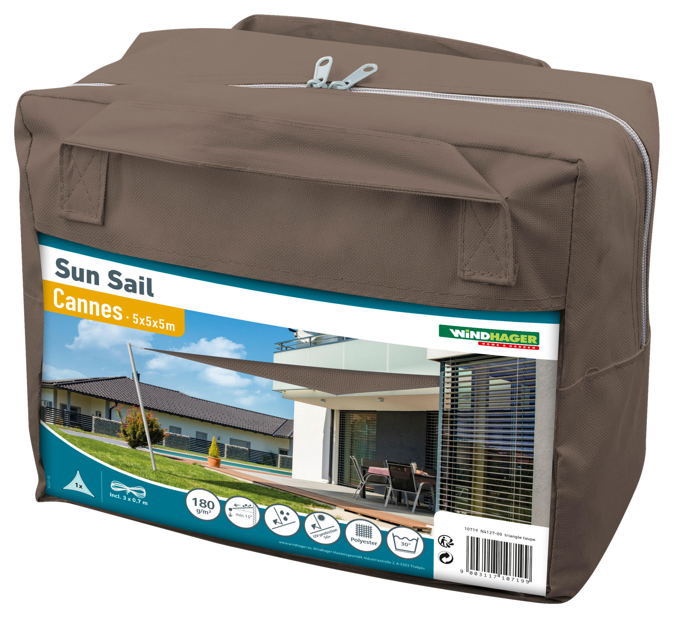 GARTENSONNENSEGEL   - Taupe, Basics, Kunststoff (500/500/500cm)