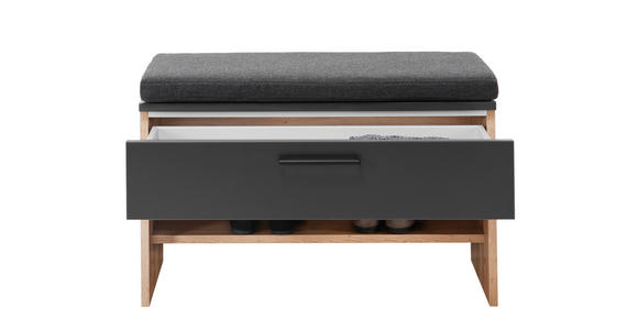 GARDEROBENBANK Anthrazit, Eichefarben - Eichefarben/Anthrazit, KONVENTIONELL, Kunststoff (80/46/38cm) - Moderano