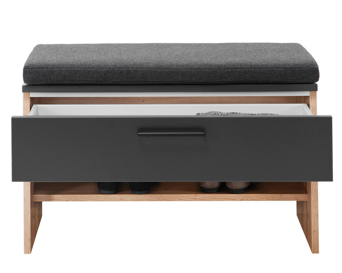 BANC DE GARDE-ROBE 80/46/38 cm  - Eichefarben/Anthrazit, Konventionell, Holzwerkstoff/Kunststoff (80/46/38cm) - Moderano