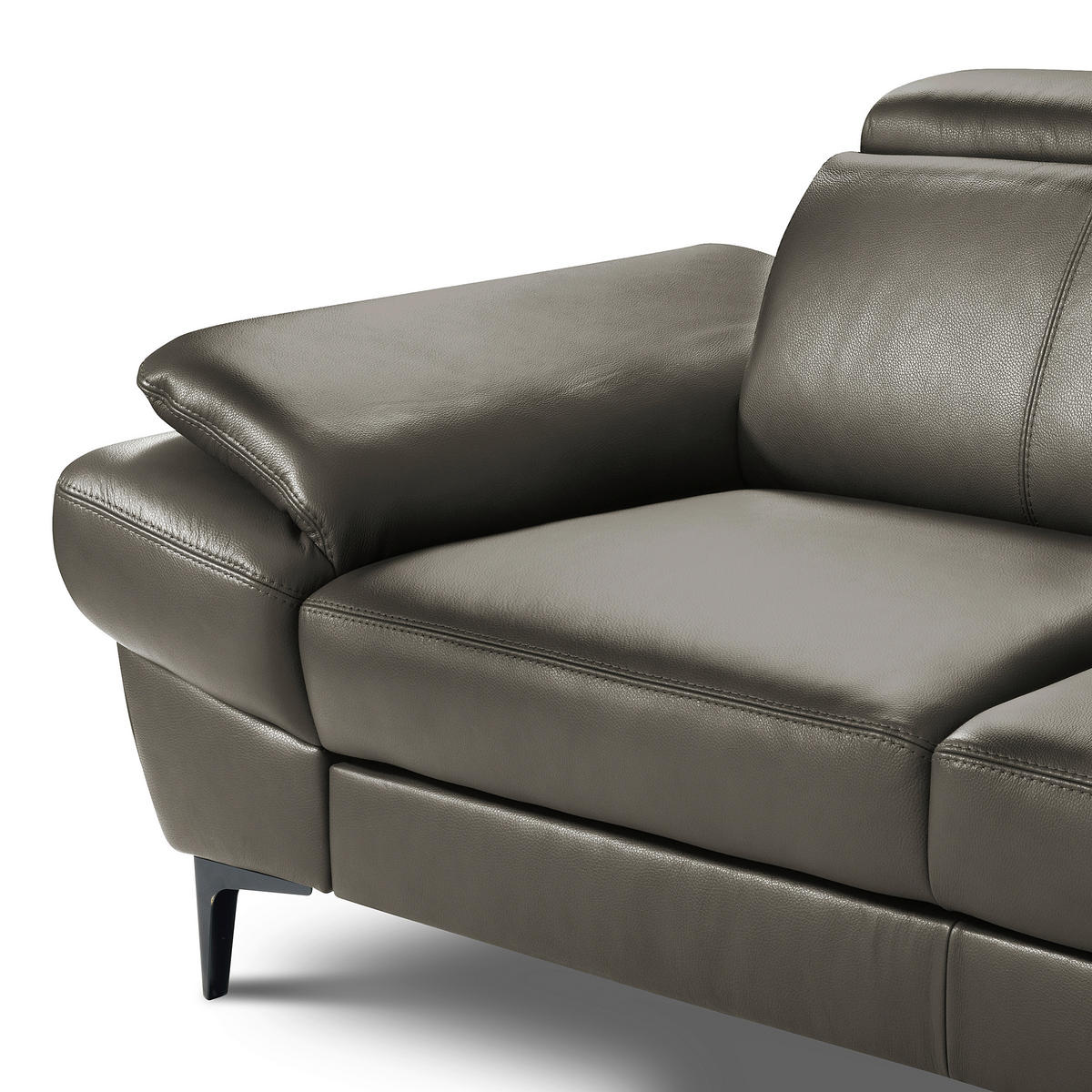 ECKSOFA  in Lederlook Echtleder Schlammfarben  - Schlammfarben/Schwarz, Design, Leder/Textil (264/211cm) - Livetastic