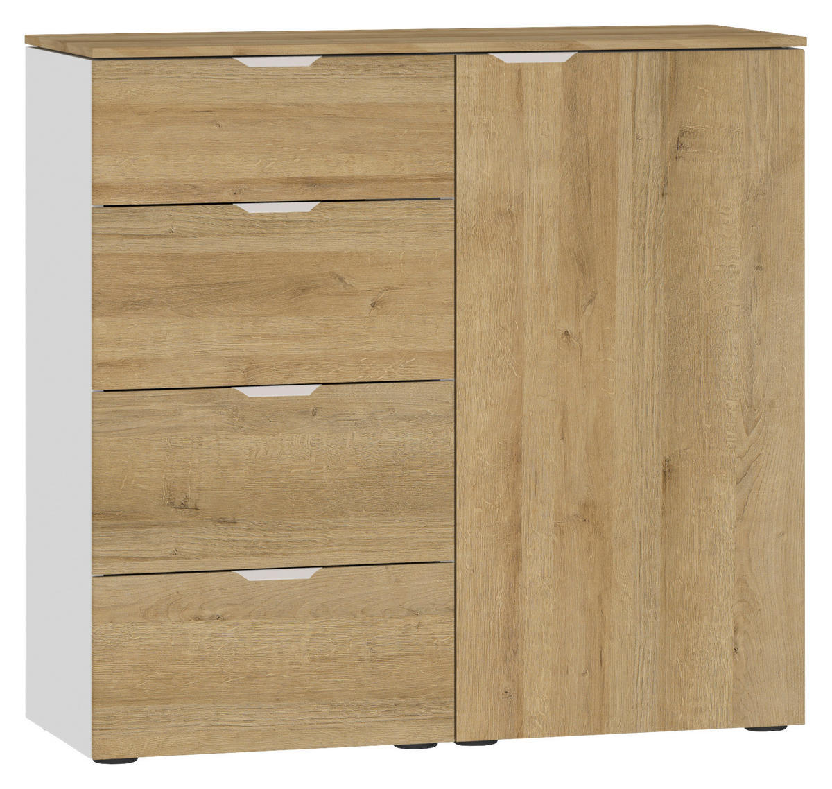 KOMMODE  in 90/87/43 cm  - Edelstahlfarben/Eichefarben, Design, Holzwerkstoff/Kunststoff (90/87/43cm) - Jutzler