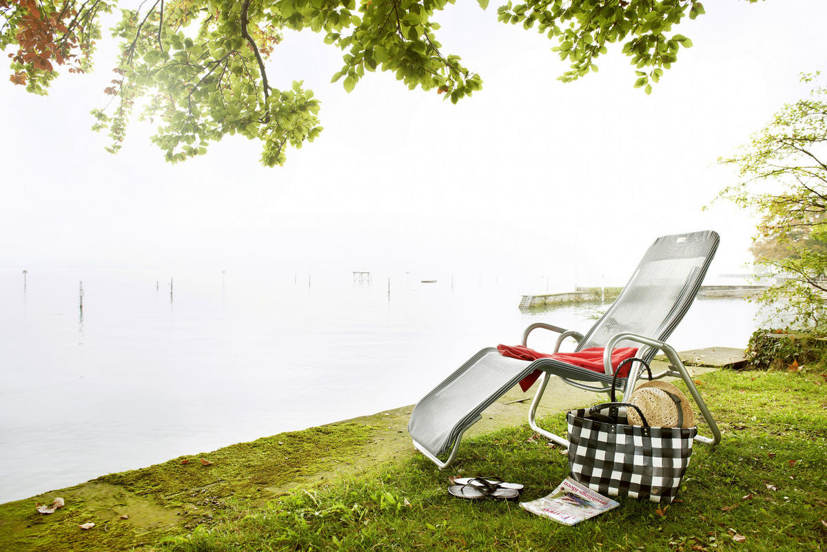 Sonnenliege Calypso aus 52/39/137 cm  - Grau, MODERN, Textil/Metall (52/39/137cm) - Acamp