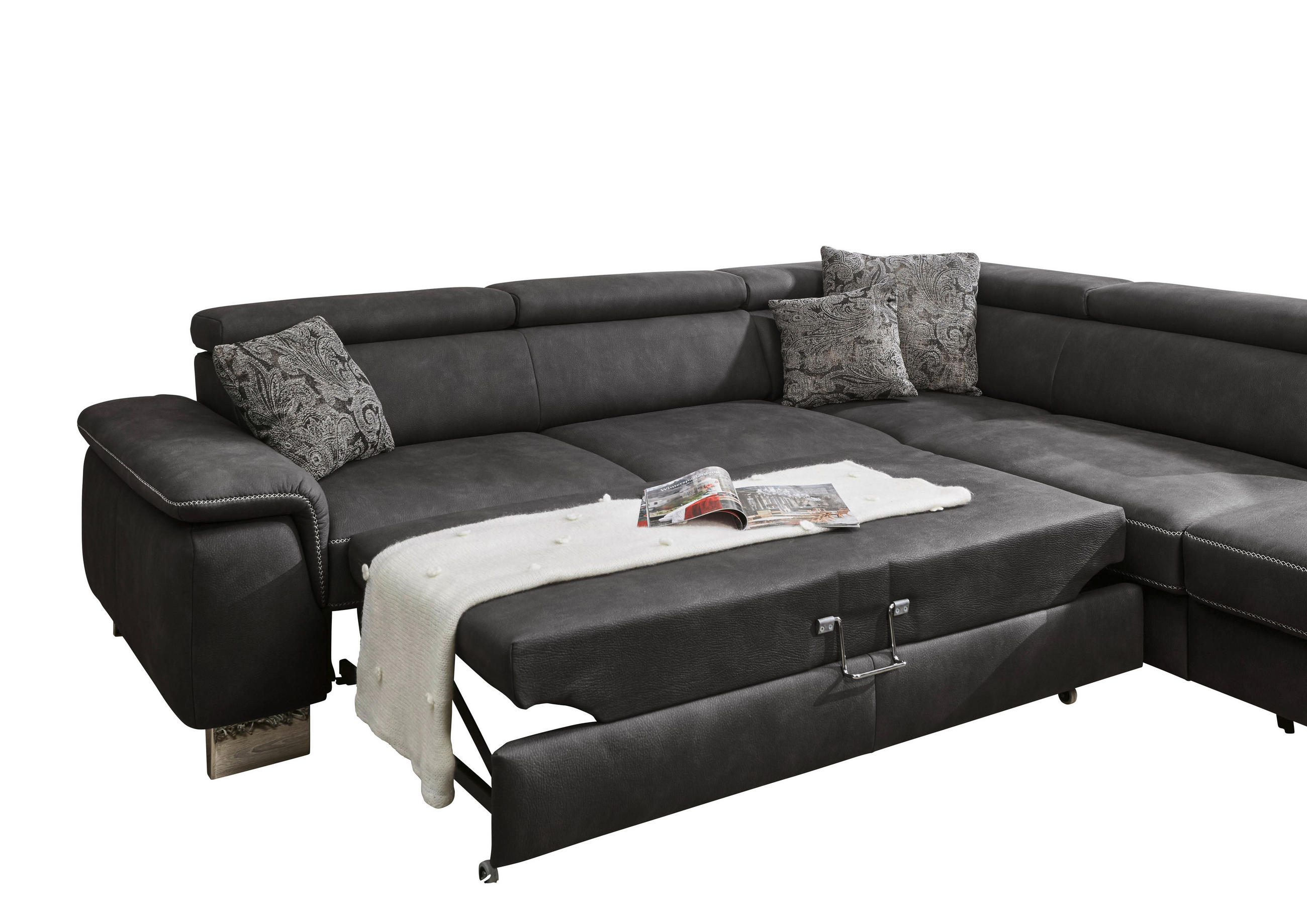 SEDEŽNA GARNITURA, antracit  - siva/bež, Design, kovina/tekstil (273/226cm) - Beldomo System